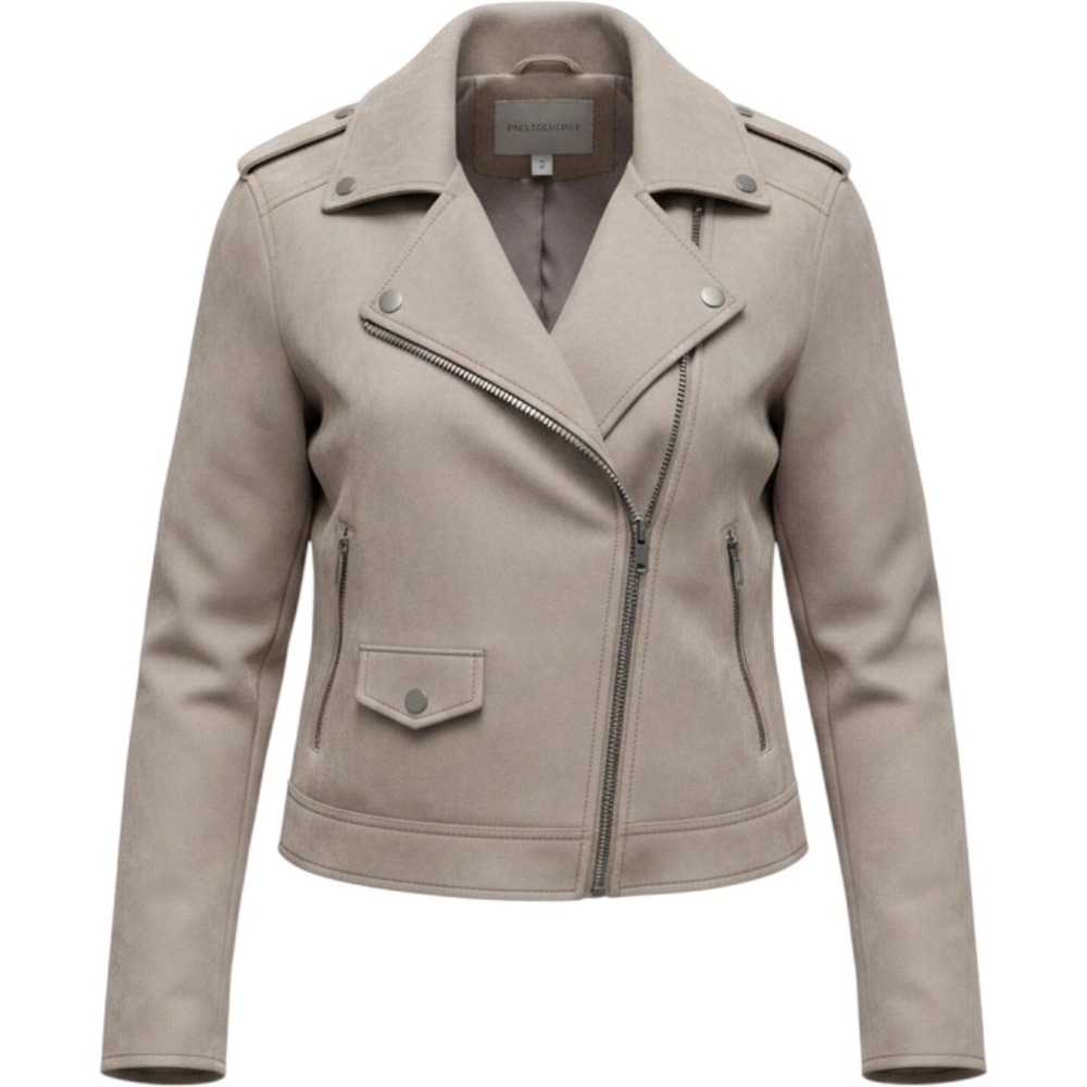 Philosophy Republic Clothing Taupe Faux Suede Moto Jacket XXL - Picture 1 of 4